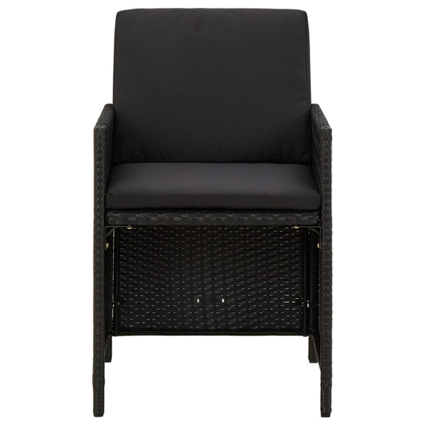 vidaXL 4-Piece Garden Chair and Stool Set Poly Rattan Black