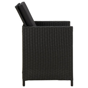 vidaXL 4-Piece Garden Chair and Stool Set Poly Rattan Black
