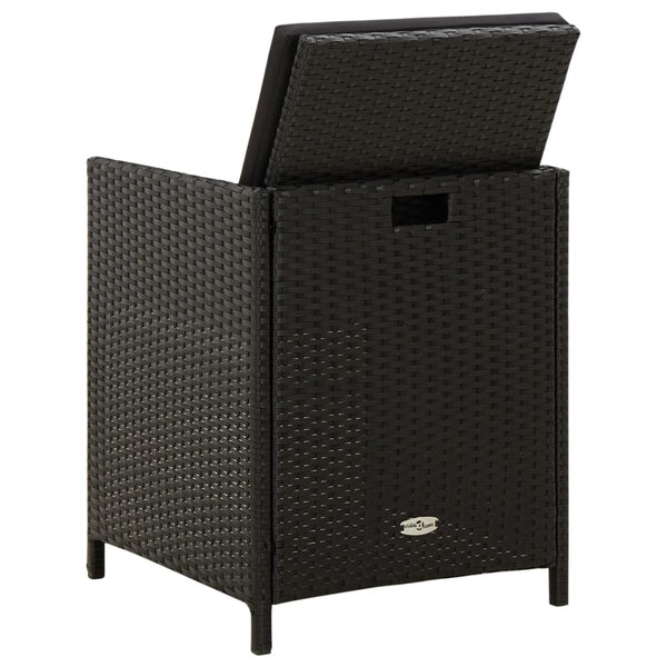 vidaXL 4-Piece Garden Chair and Stool Set Poly Rattan Black