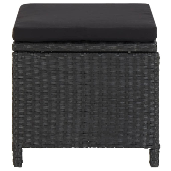 vidaXL 4-Piece Garden Chair and Stool Set Poly Rattan Black