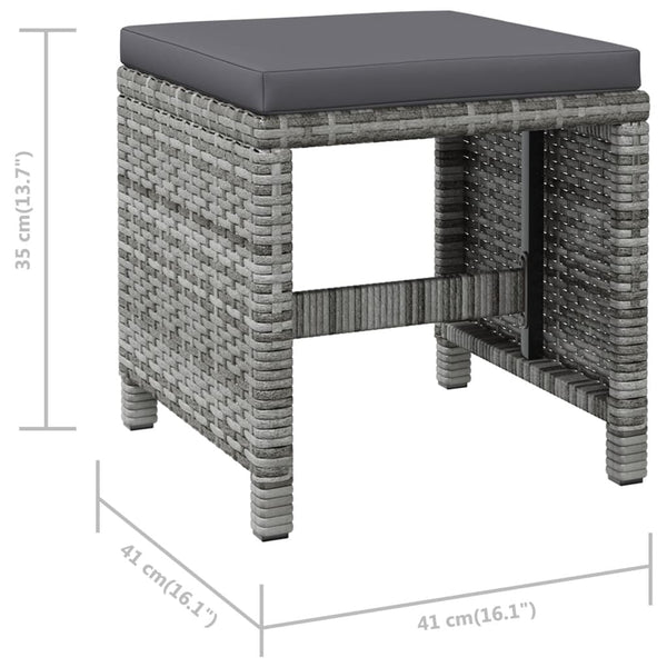 vidaXL 4-Piece Garden Chair and Stool Set Poly Rattan Grey
