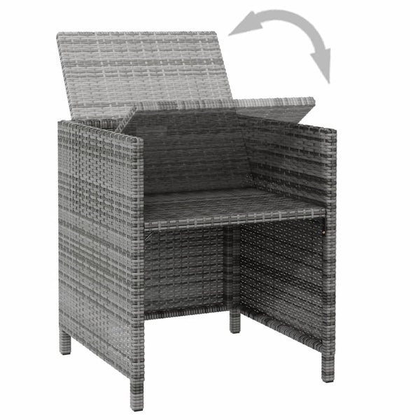 vidaXL 4-Piece Garden Chair and Stool Set Poly Rattan Grey