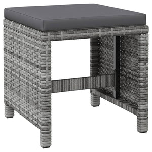 vidaXL 4-Piece Garden Chair and Stool Set Poly Rattan Grey
