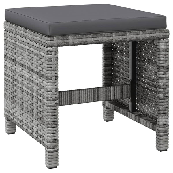 vidaXL 4-Piece Garden Chair and Stool Set Poly Rattan Grey