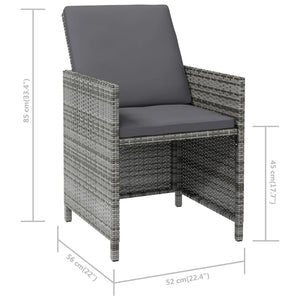 vidaXL 4-Piece Garden Chair and Stool Set Poly Rattan Grey