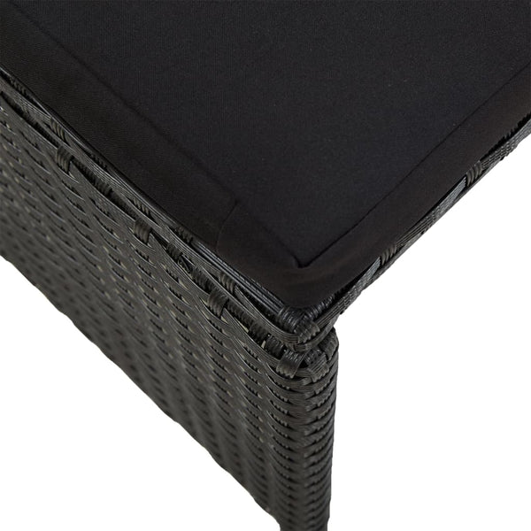 vidaXL Garden Stools with Cushions 2 pcs Poly Rattan Black