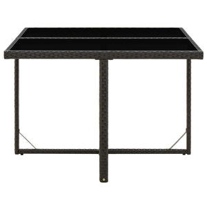 vidaXL Garden Table Black 109x107x74 cm Poly Rattan and Glass