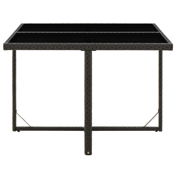 vidaXL Garden Table Black 109x107x74 cm Poly Rattan and Glass