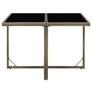 vidaXL Garden Table Grey 109x107x74 cm Poly Rattan and Glass