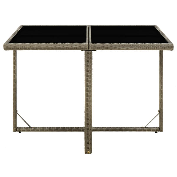 vidaXL Garden Table Grey 109x107x74 cm Poly Rattan and Glass