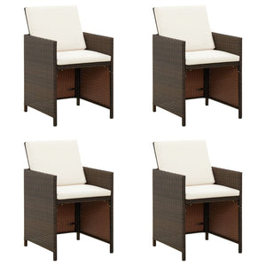 vidaXL Garden Chairs with Cushions 4 pcs Poly Rattan Brown