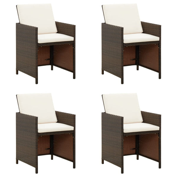 vidaXL Garden Chairs with Cushions 4 pcs Poly Rattan Brown