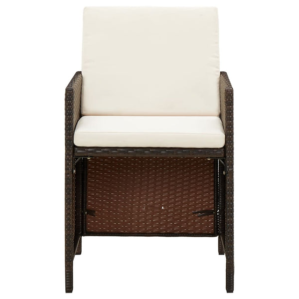 vidaXL Garden Chairs with Cushions 4 pcs Poly Rattan Brown