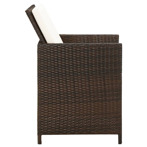 vidaXL Garden Chairs with Cushions 4 pcs Poly Rattan Brown
