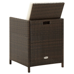 vidaXL Garden Chairs with Cushions 4 pcs Poly Rattan Brown