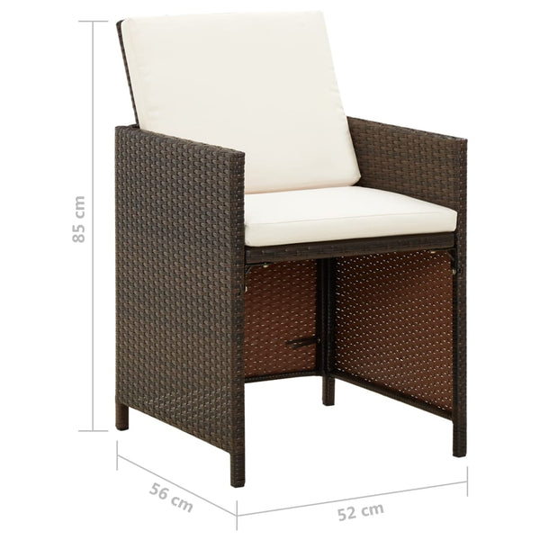 vidaXL Garden Chairs with Cushions 4 pcs Poly Rattan Brown