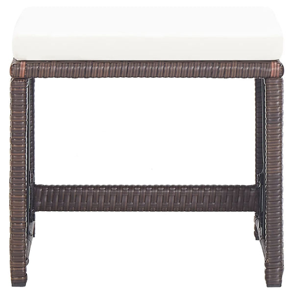 vidaXL Garden Stools 4 pcs with Cushions Poly Rattan Brown