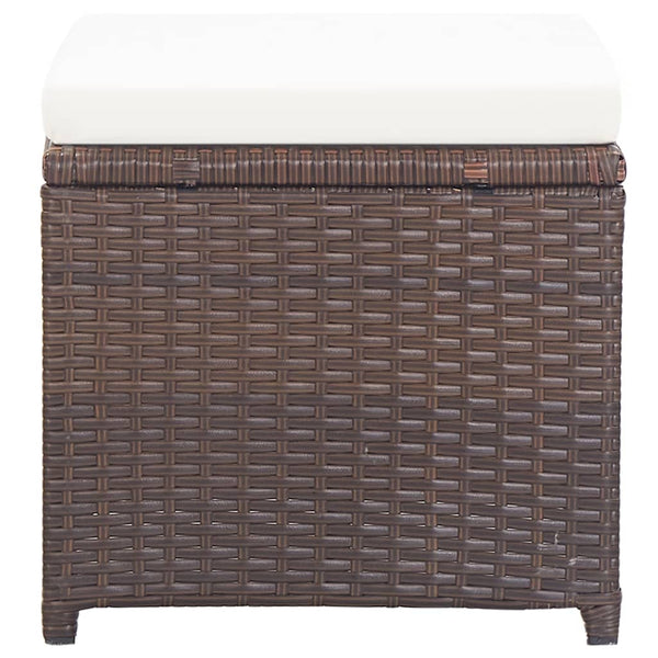 vidaXL Garden Stools 4 pcs with Cushions Poly Rattan Brown