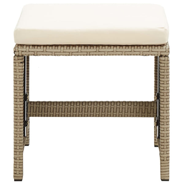 vidaXL Garden Stools 4 pcs with Seat Cushions Poly Rattan Beige