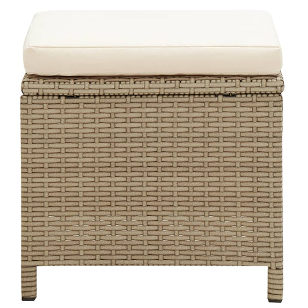 vidaXL Garden Stools 4 pcs with Seat Cushions Poly Rattan Beige