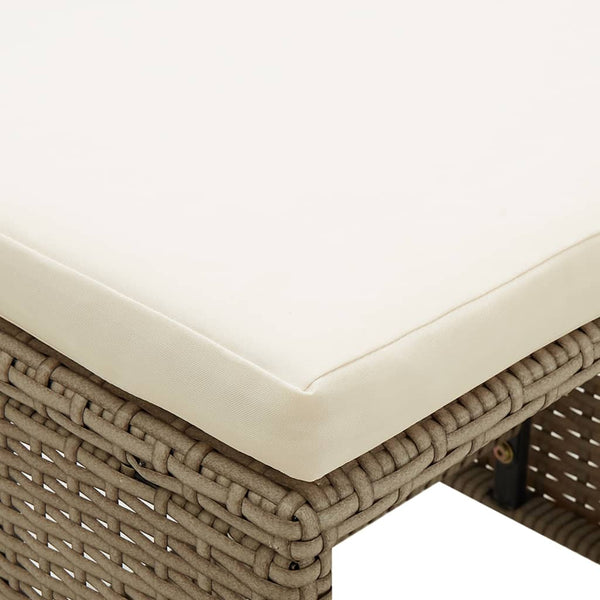 vidaXL Garden Stools 4 pcs with Seat Cushions Poly Rattan Beige