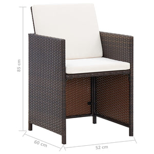 vidaXL 4-Piece Garden Chair and Stool Set Poly Rattan Brown