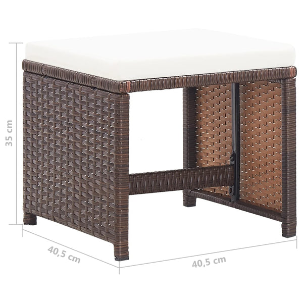 vidaXL 4-Piece Garden Chair and Stool Set Poly Rattan Brown