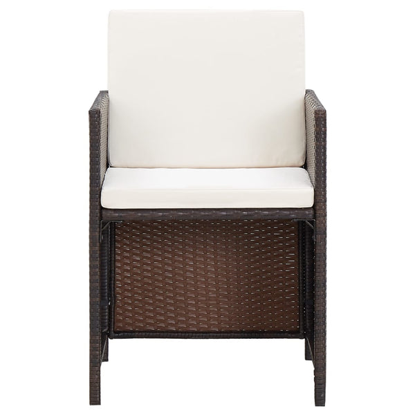 vidaXL 4-Piece Garden Chair and Stool Set Poly Rattan Brown