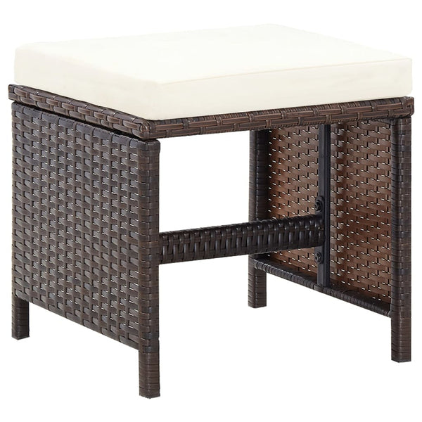 vidaXL 4-Piece Garden Chair and Stool Set Poly Rattan Brown