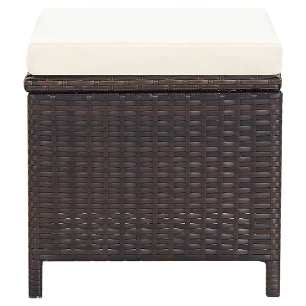 vidaXL 4-Piece Garden Chair and Stool Set Poly Rattan Brown