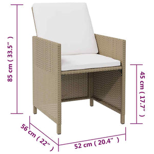 vidaXL Garden Chairs with Footstools 2 pcs. Poly Rattan Beige