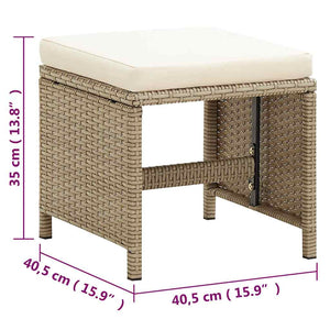vidaXL Garden Chairs with Footstools 2 pcs. Poly Rattan Beige