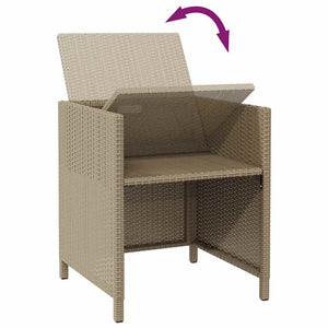 vidaXL Garden Chairs with Footstools 2 pcs. Poly Rattan Beige