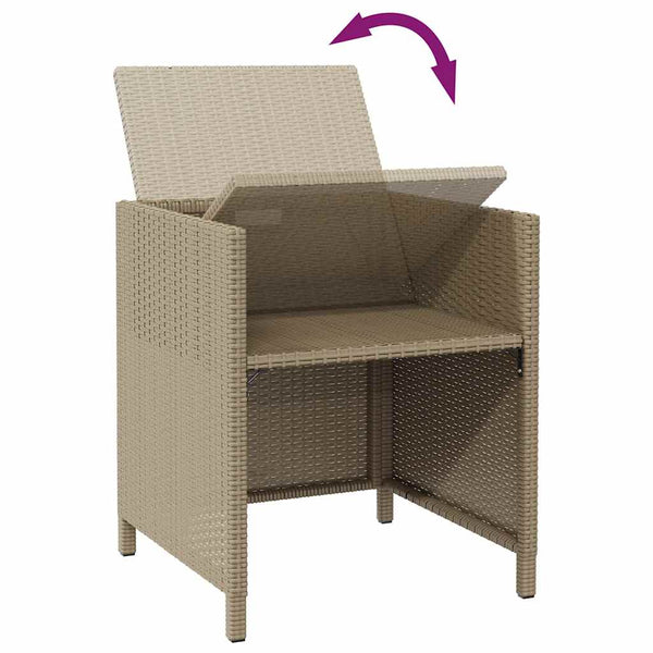 vidaXL Garden Chairs with Footstools 2 pcs. Poly Rattan Beige