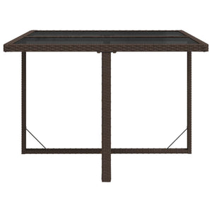vidaXL Garden Table Brown 109x107x74 cm Poly Rattan and Glass
