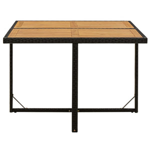 vidaXL Garden Table Black 109x107x74cm Poly Rattan Solid Acacia Wood