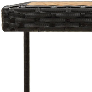 vidaXL Garden Table Black 109x107x74cm Poly Rattan Solid Acacia Wood