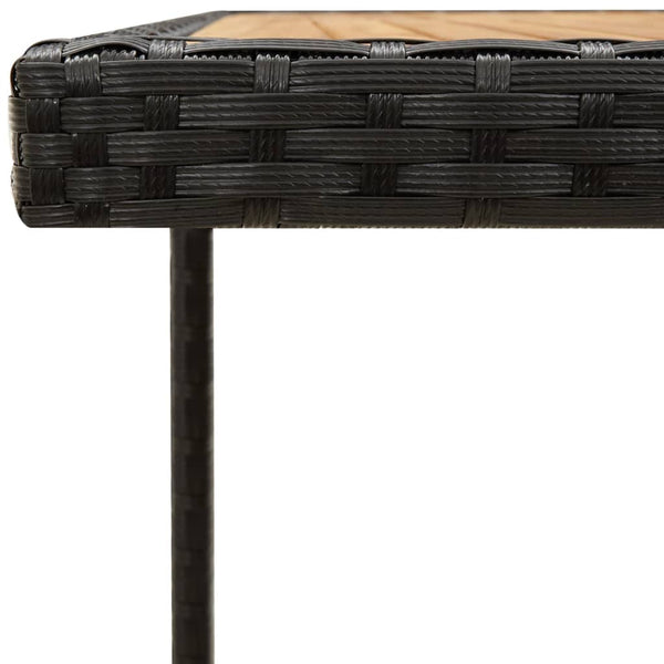 vidaXL Garden Table Black 109x107x74cm Poly Rattan Solid Acacia Wood