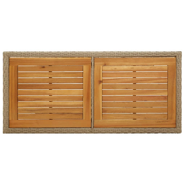 vidaXL Garden Table Beige Solid Acacia Wood and Poly Rattan