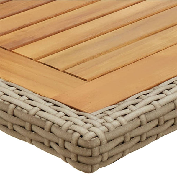 vidaXL Garden Table Beige Solid Acacia Wood and Poly Rattan