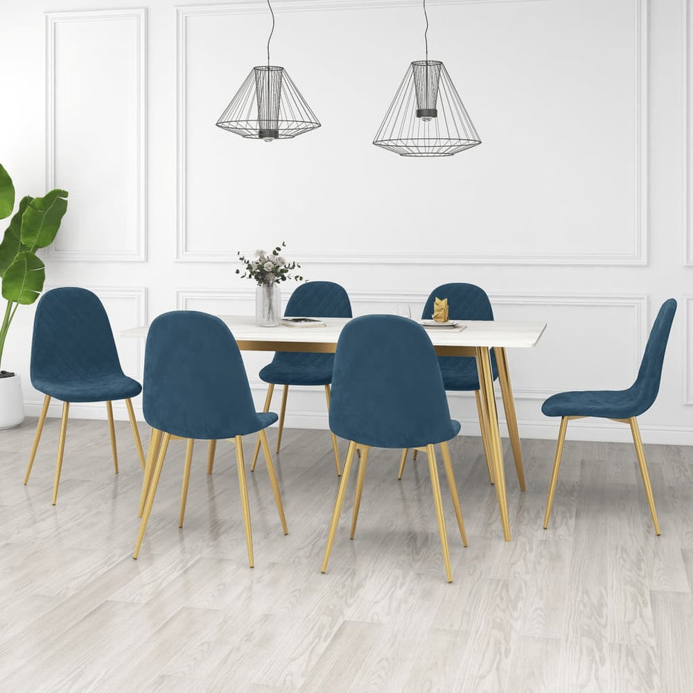 vidaXL Dining Chairs 6 pcs Blue Velvet