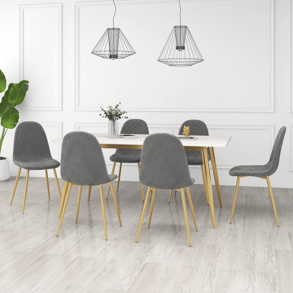 vidaXL Dining Chairs 6 pcs Light Grey Velvet
