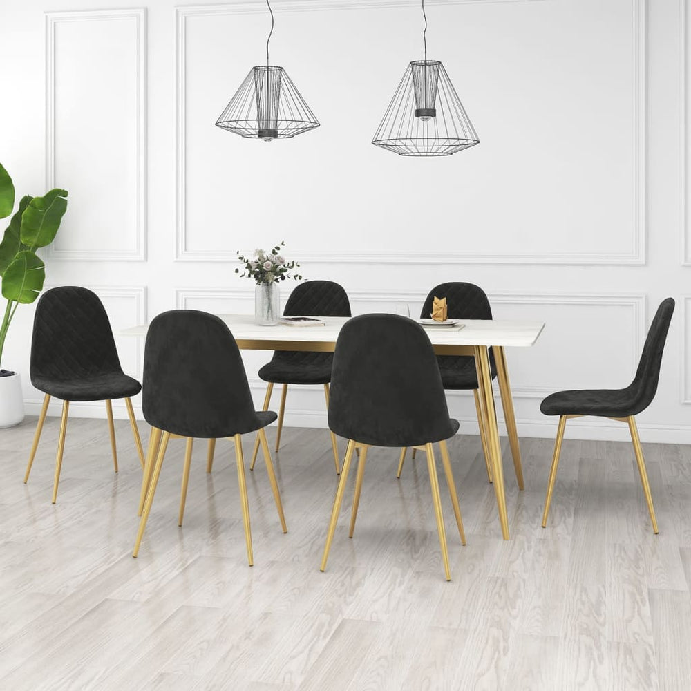 vidaXL Dining Chairs 6 pcs Black Velvet