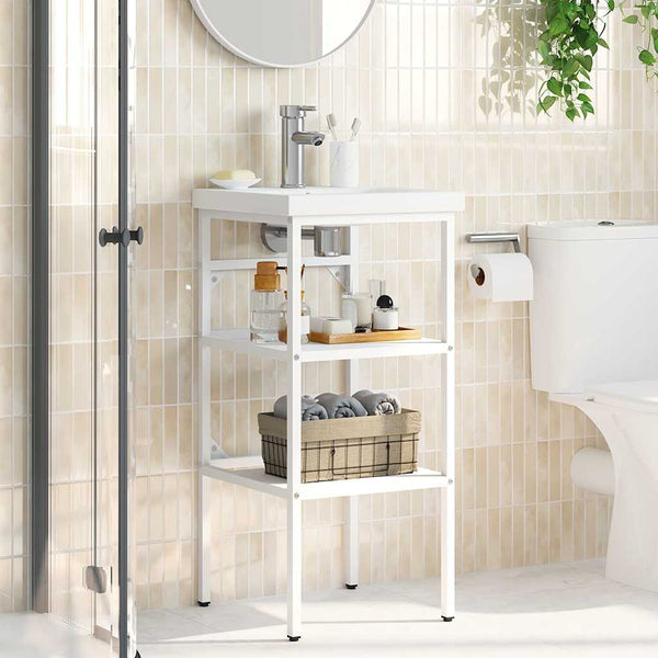 vidaXL Bathroom Vanity Unit White 40x38x83 cm Iron