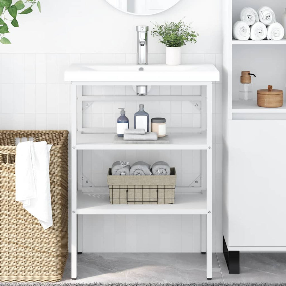 vidaXL Bathroom Vanity Unit White 59x38x83 cm Iron