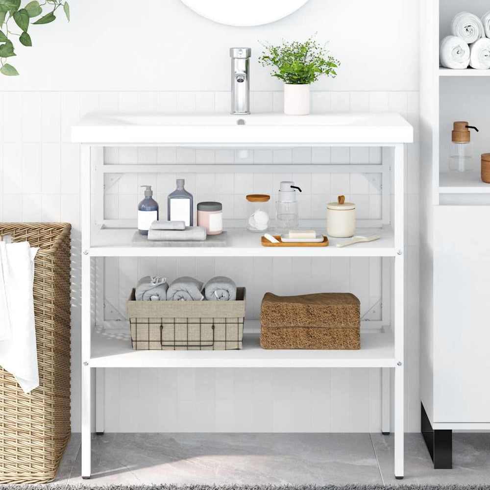 vidaXL Bathroom Vanity Unit White 79x38x83 cm Iron