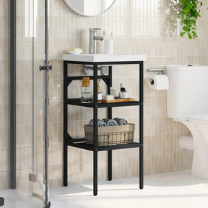 vidaXL Bathroom Vanity Unit Black 40x38x83 cm Iron