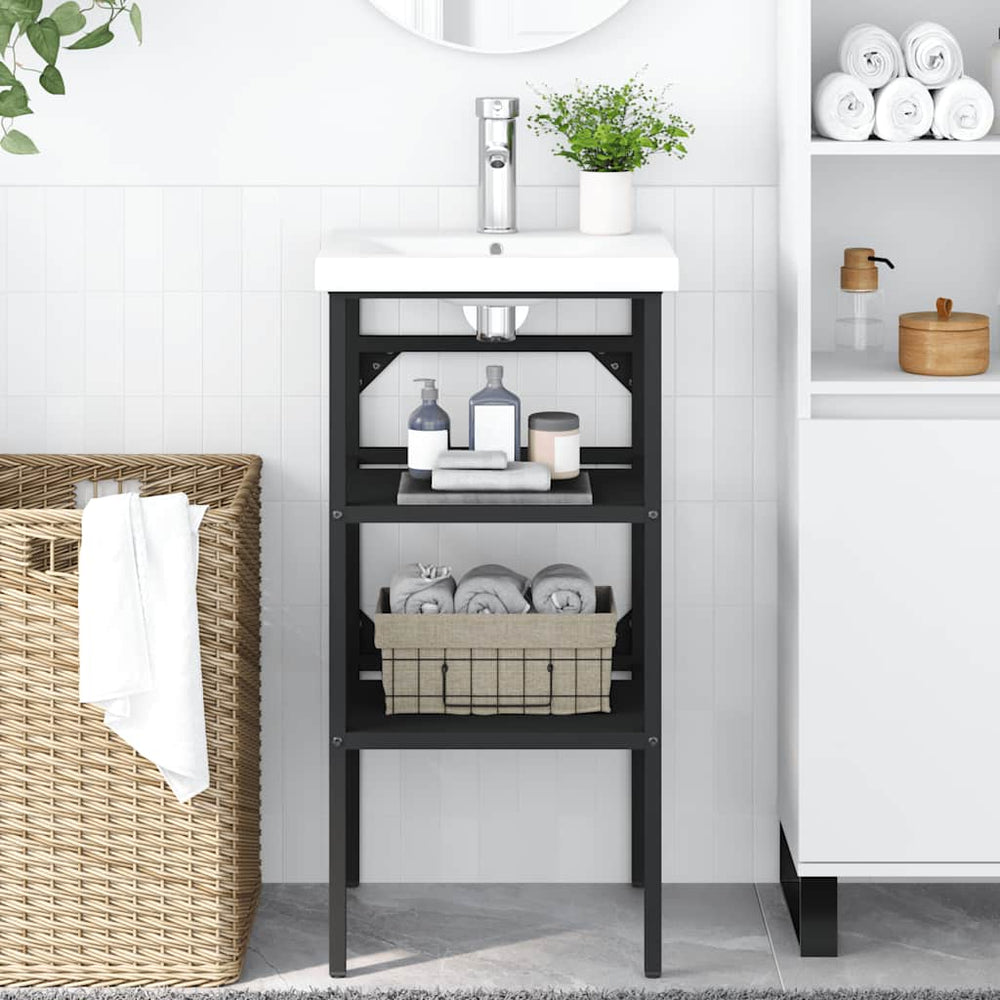 vidaXL Bathroom Vanity Unit Black 40x38x83 cm Iron