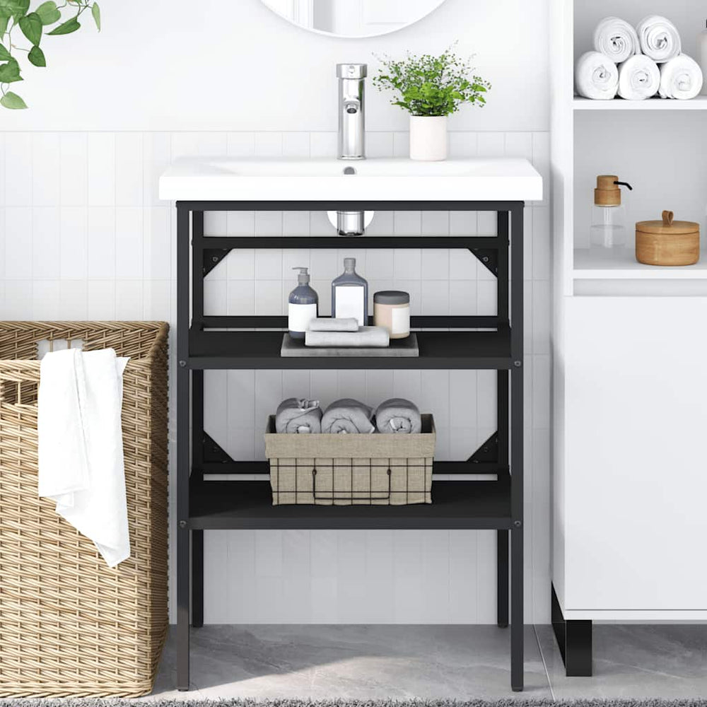 vidaXL Bathroom Vanity Unit Black 59x38x83 cm Iron