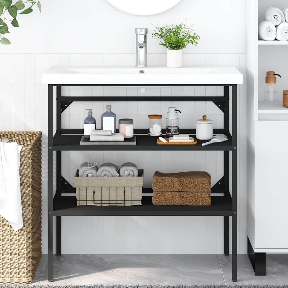 vidaXL Bathroom Vanity Unit Black 79x38x83 cm Iron